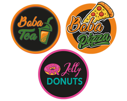 Boba Tea / Baba Pizza logo.